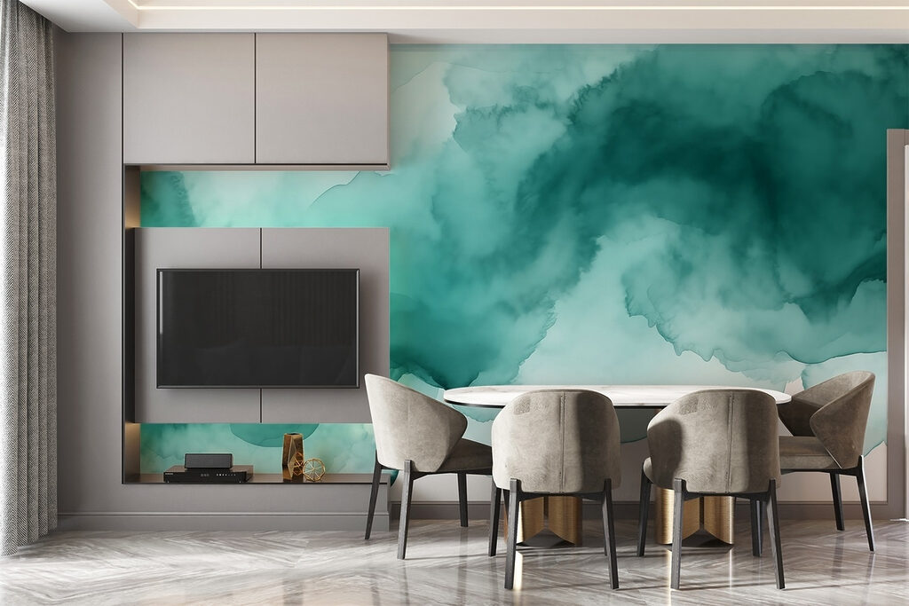 Soothing watercolor abstract in teal hues Soothing watercolor abstract in teal hues