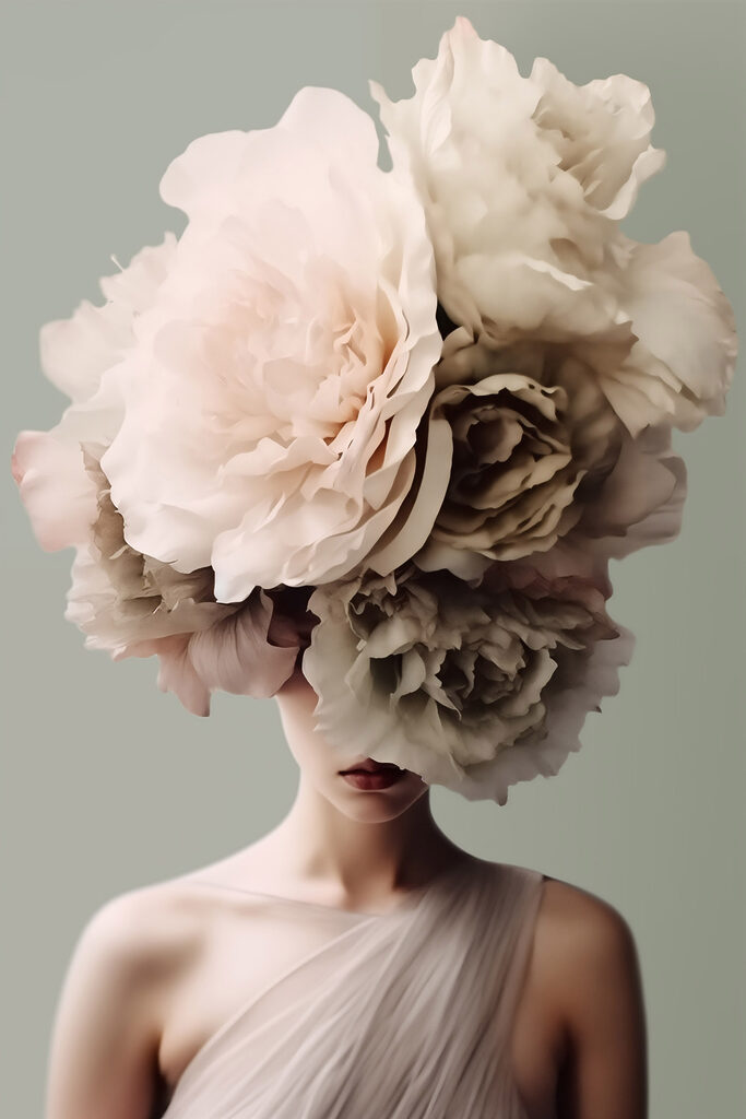 Woman with flowers on her head