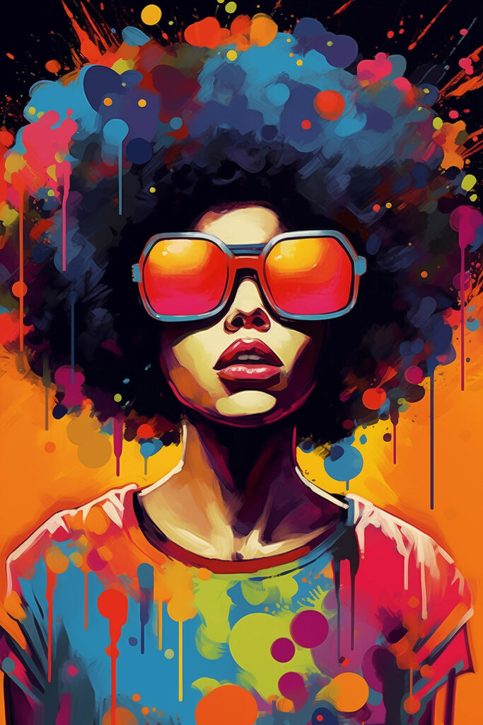 Woman with big afro wearing sunglasses Woman with big afro wearing sunglasses