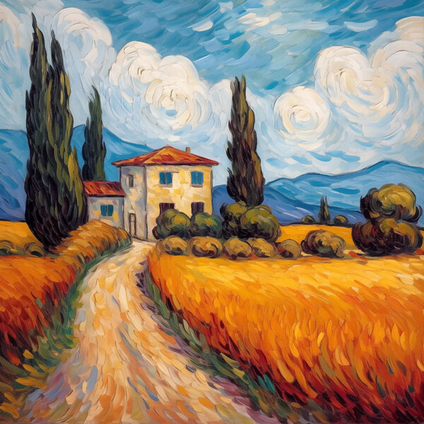 Pictura unei case într-un lan de grâu Pictura unei case într-un lan de grâu