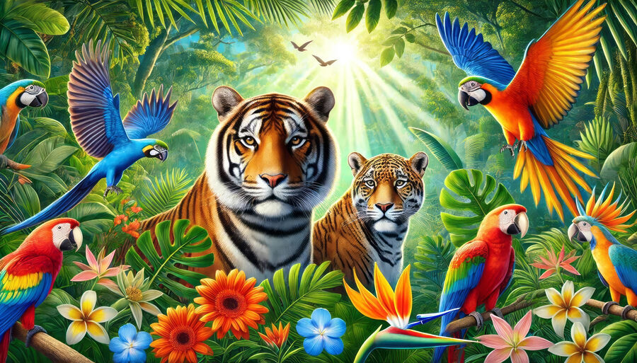 Grup de animale în junglă