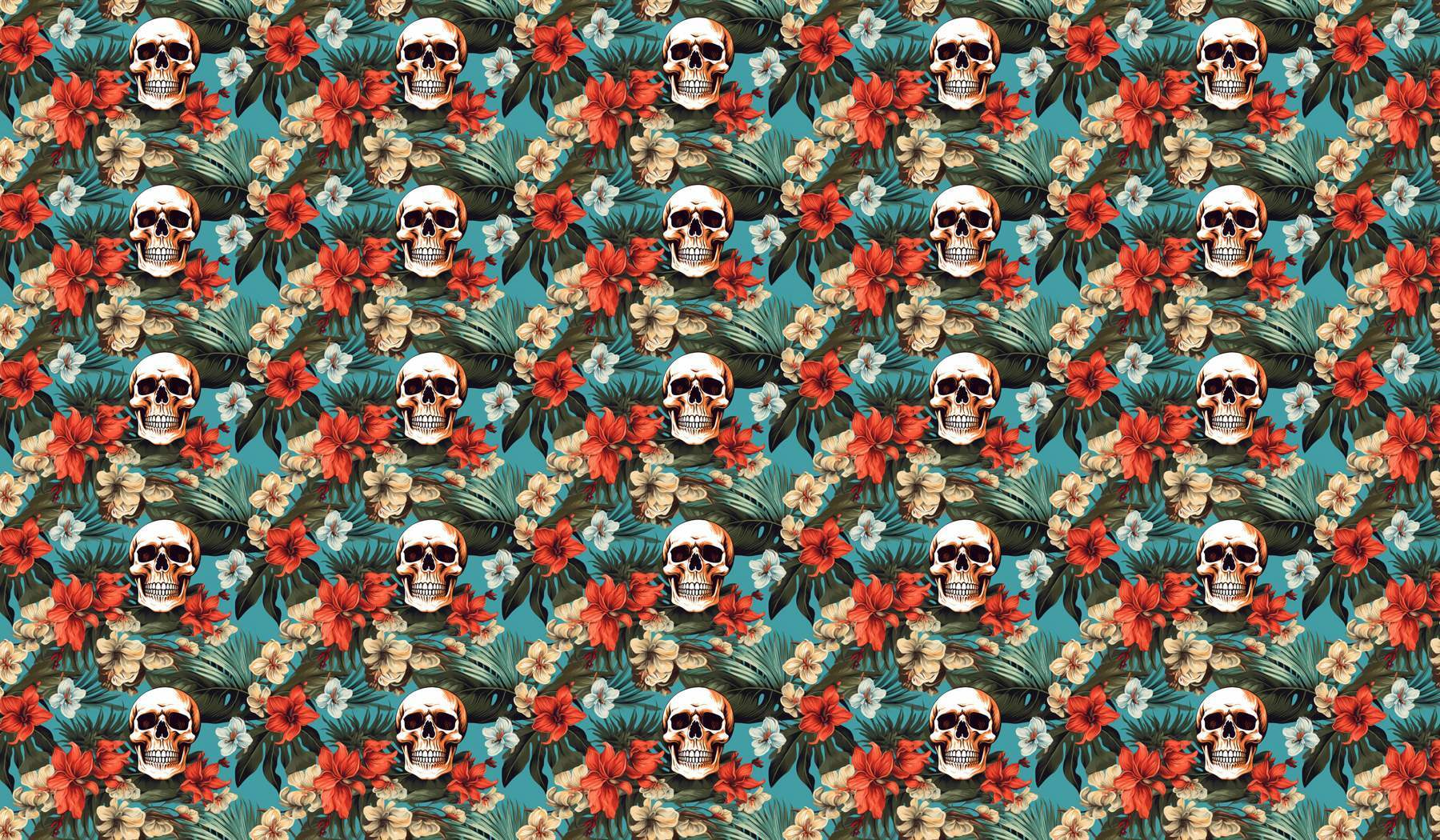 Pattern of flowers and skulls Pattern of flowers and skulls