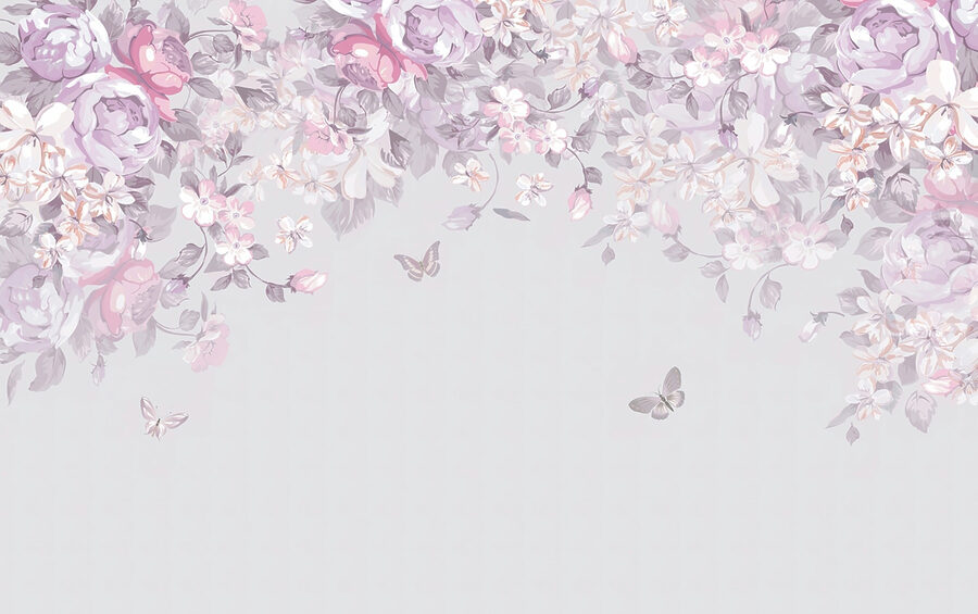 Fototapet Model floral cu fluturi - imagine 4