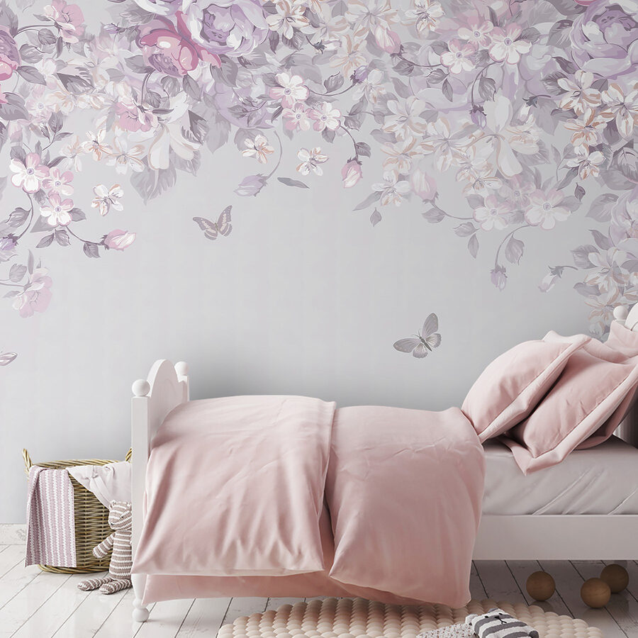 Fototapet Model floral cu fluturi - imagine 2