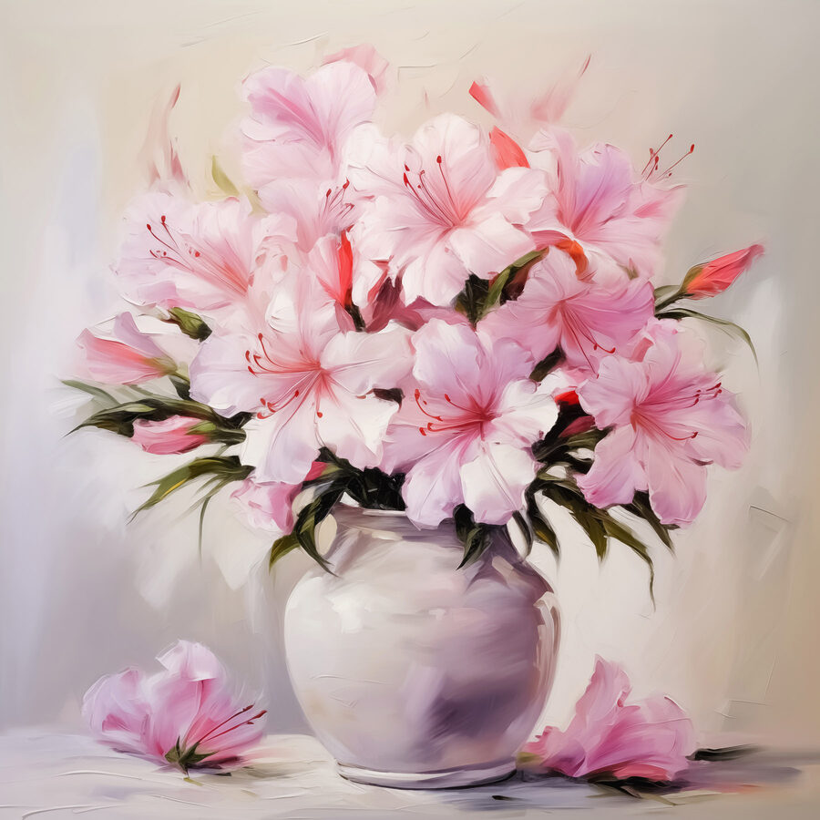 Pictura de flori roz într-o vază Pictura de flori roz într-o vază