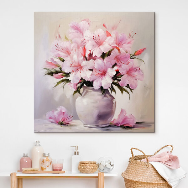 Pictura de flori roz într-o vază Pictura de flori roz într-o vază