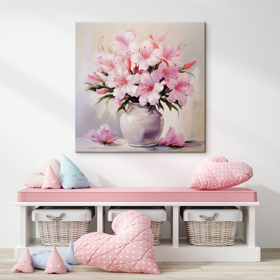 Pictura de flori roz într-o vază Pictura de flori roz într-o vază