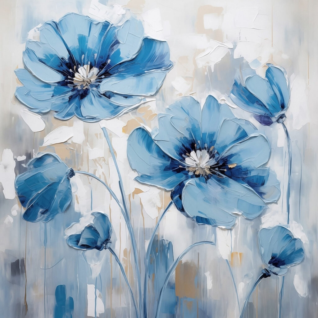 Painting of blue flowers Painting of blue flowers