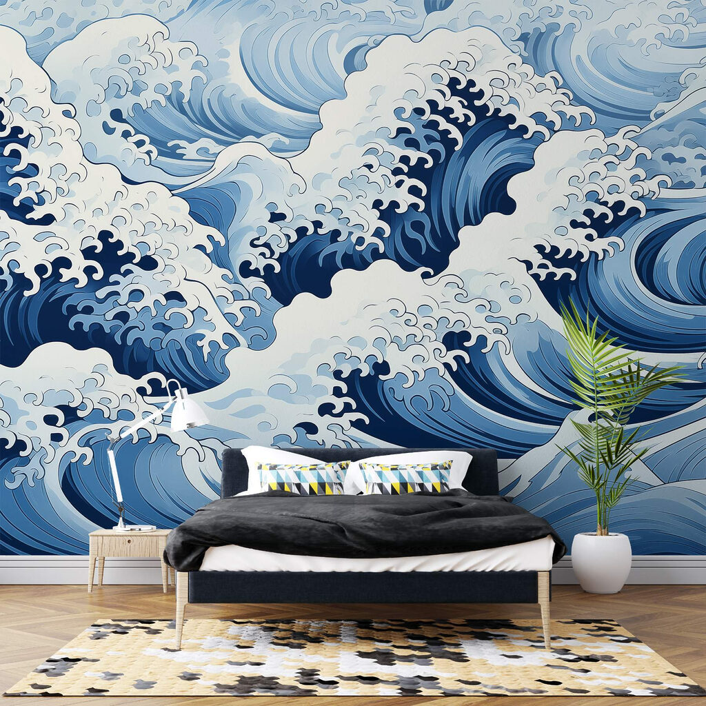 Blue and white wave pattern Blue and white wave pattern