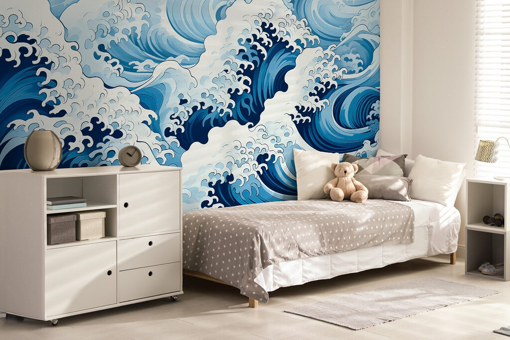 Blue and white wave pattern Blue and white wave pattern