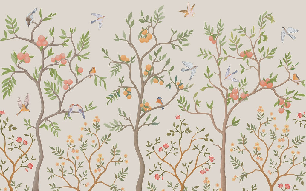 Wallpaper cu păsări și copaci Wallpaper cu păsări și copaci