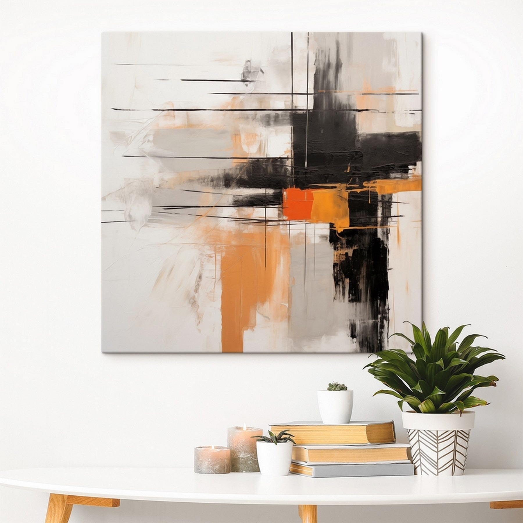 Painting of black and orange paint
