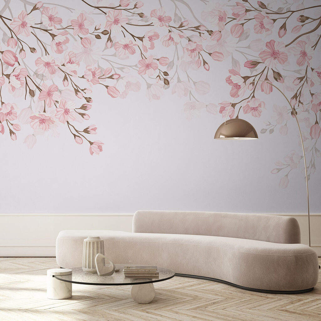 Pink flowers on a white background