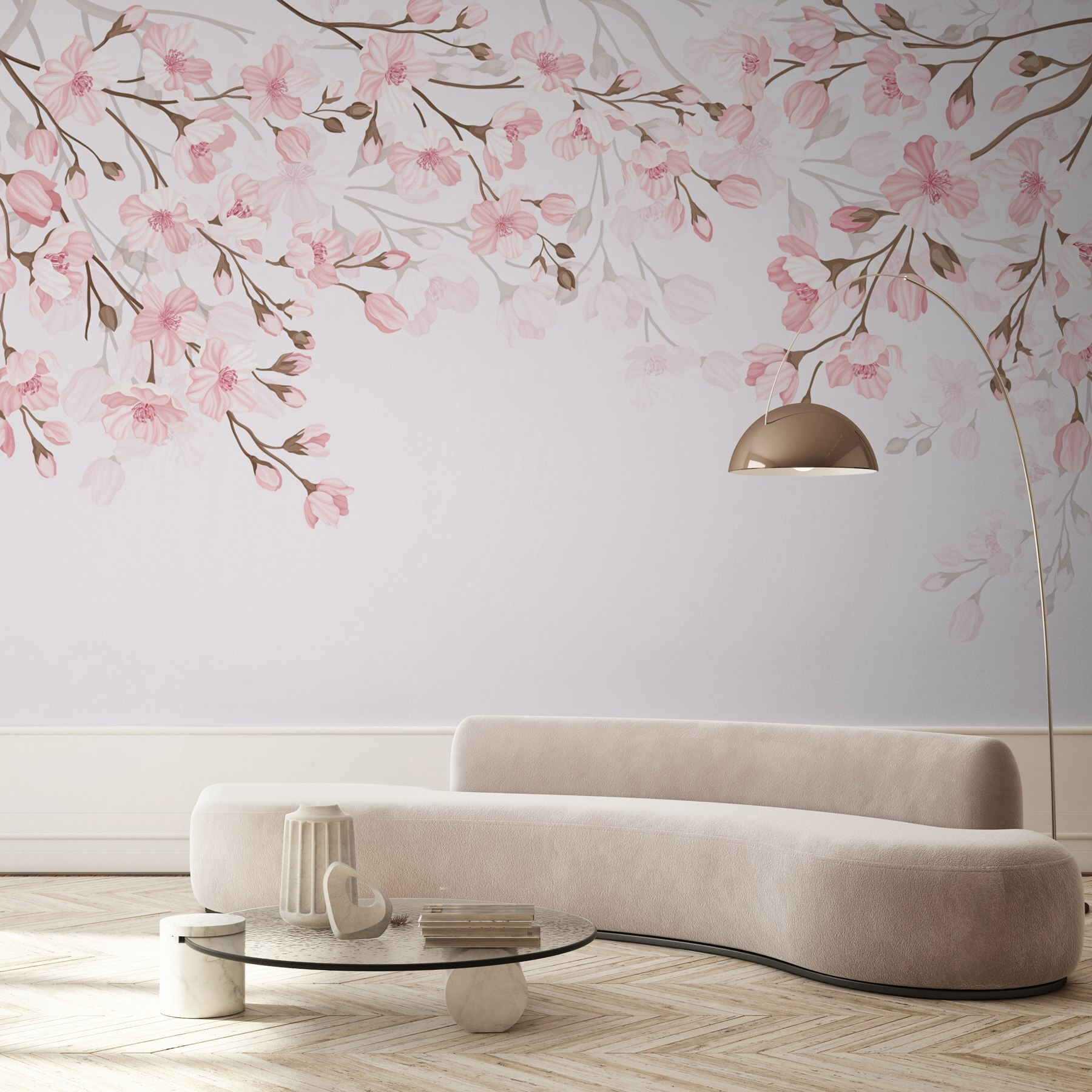 Pink flowers on a white background