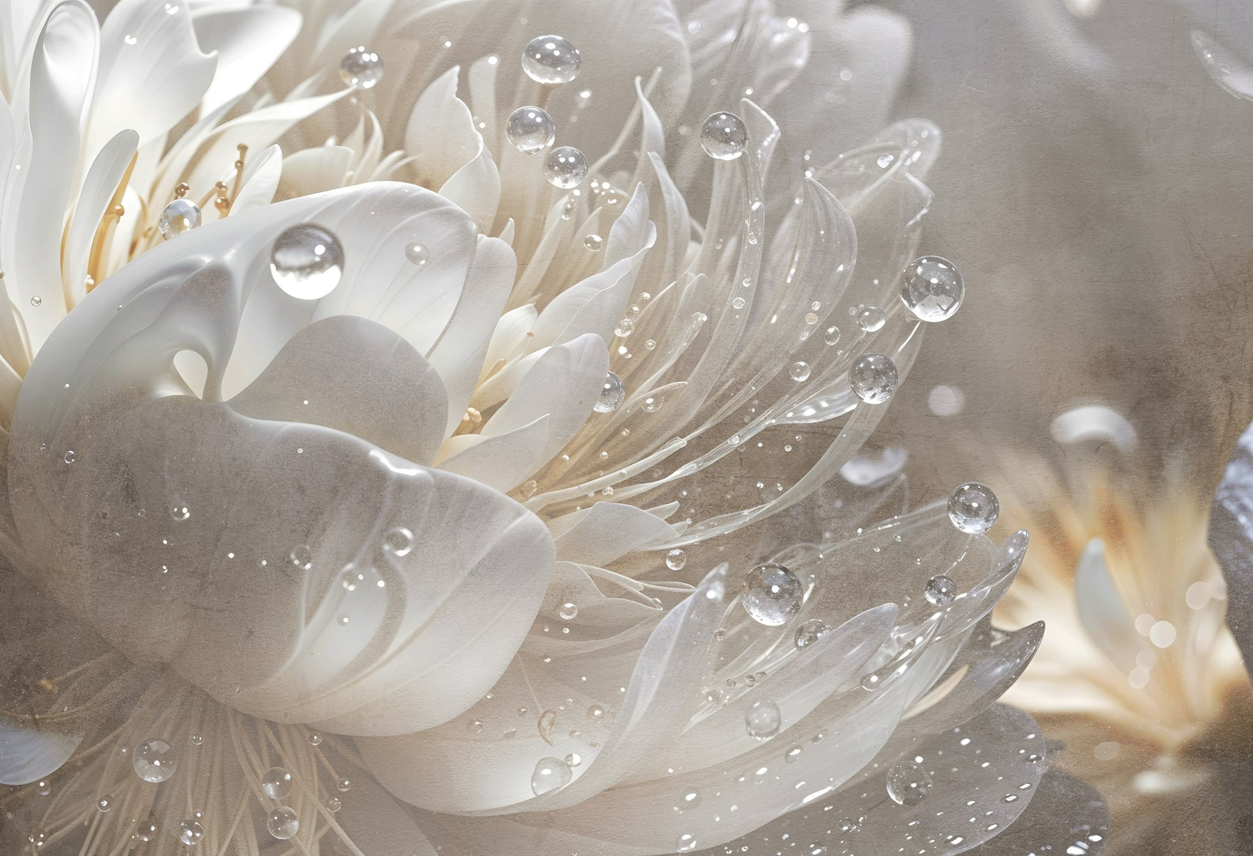 Delicate petals with sparkling droplets