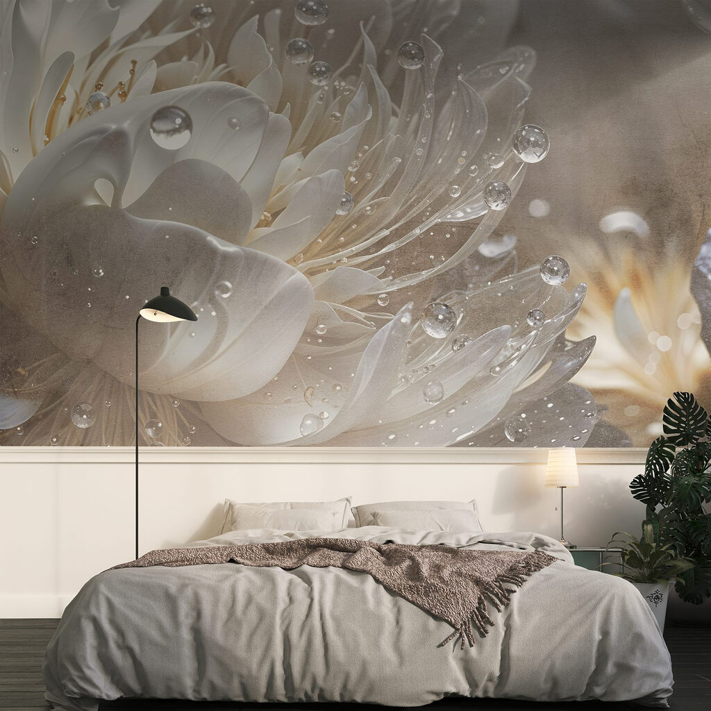 Delicate petals with sparkling droplets