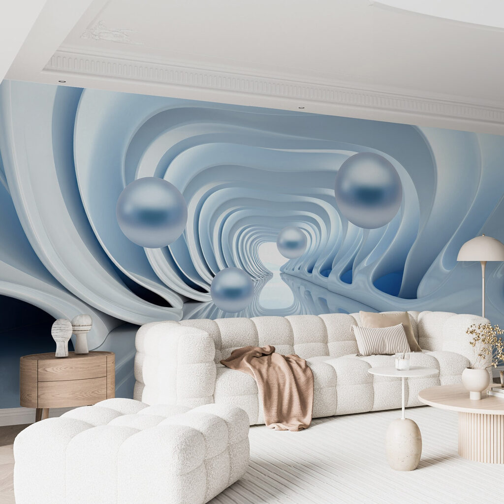 Fluid shapes and floating orbs abound