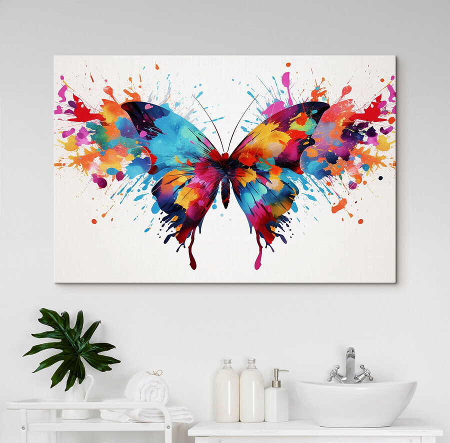 Tablouri Fluture colorat cu stropi de vopsea