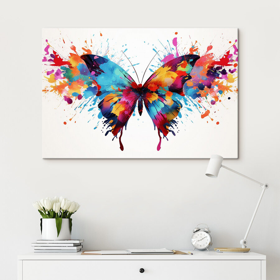 Tablouri Fluture colorat cu stropi de vopsea - imagine 2