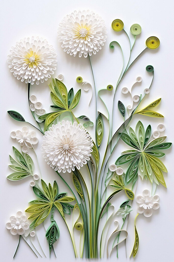 Paper flowers and leaves