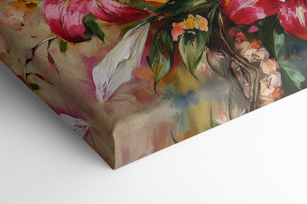 Painting of flowers on a blue background Painting of flowers on a blue background