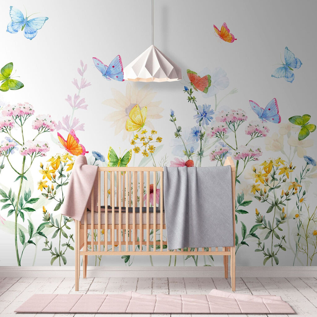 Painting of flowers and butterflies