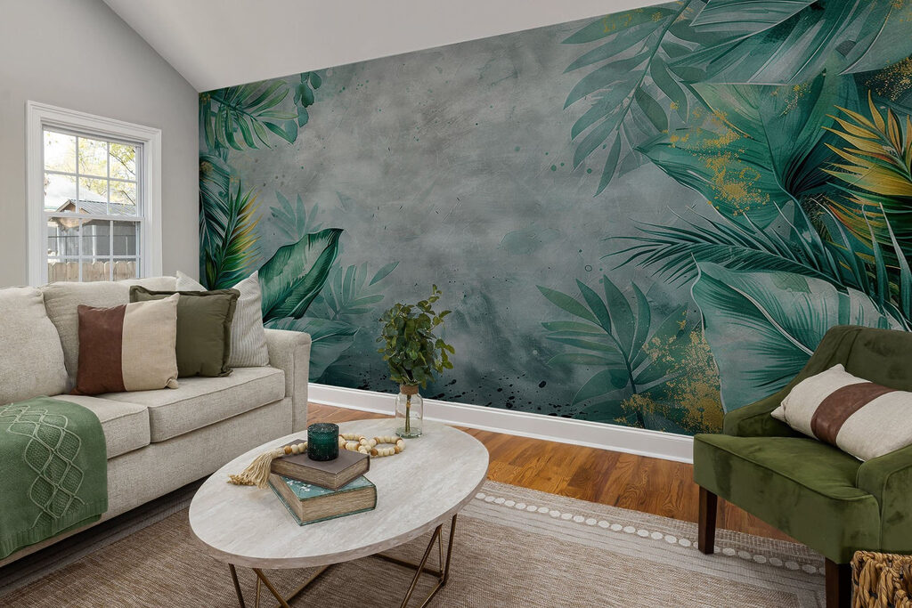 Wall with green leaves Wall with green leaves