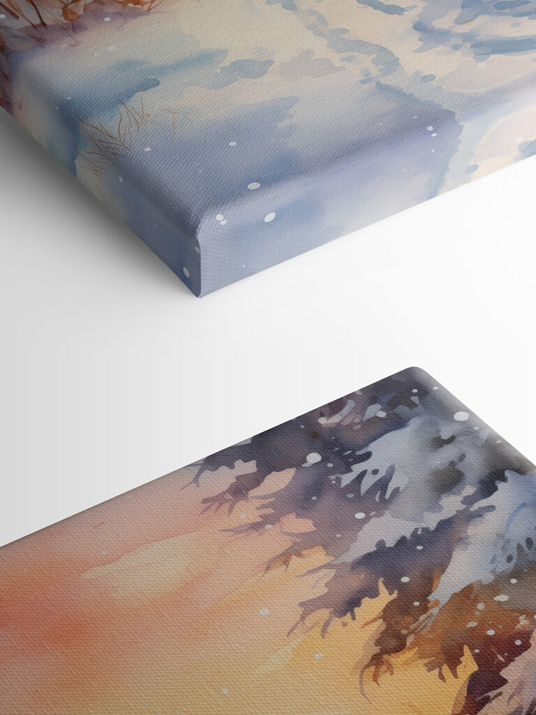 Watercolor painting of a snowy forest Watercolor painting of a snowy forest