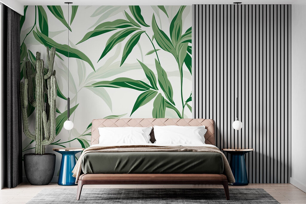 Green leaves on a white background