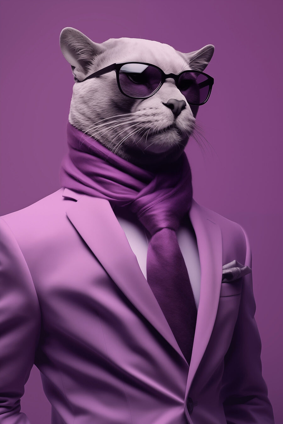 Pisică purtând un costum și ochelari de soare Pisică purtând un costum și ochelari de soare