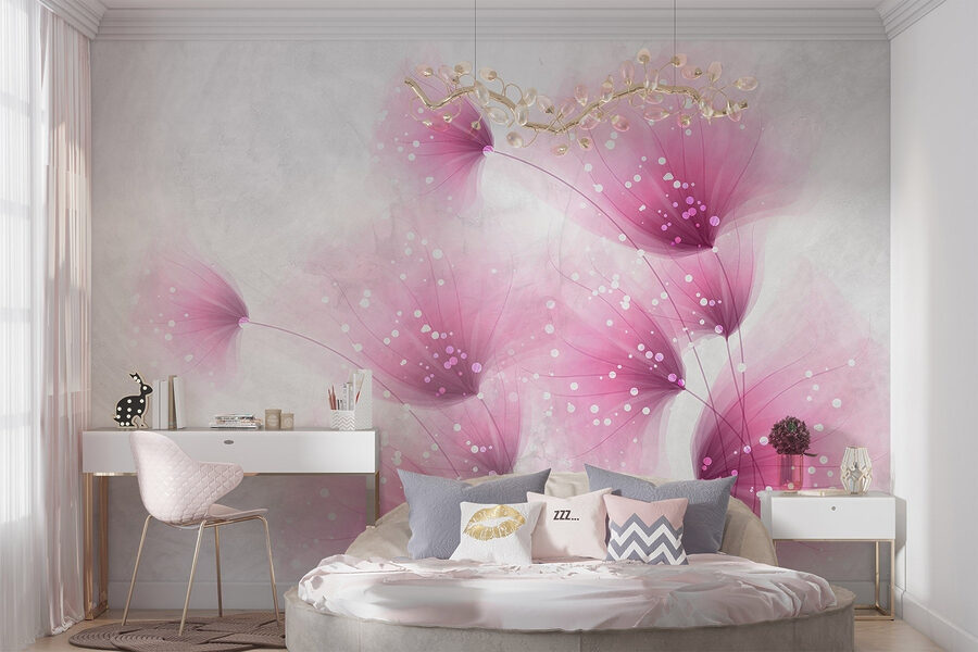 Pink flowers with white dots Pink flowers with white dots