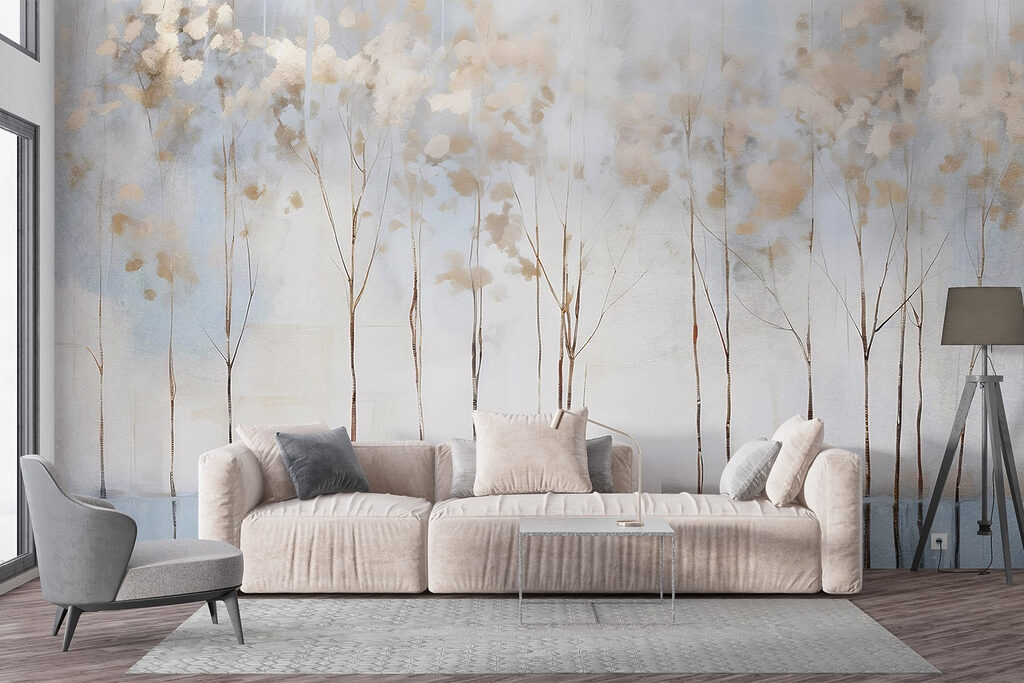 Painting of trees in a row