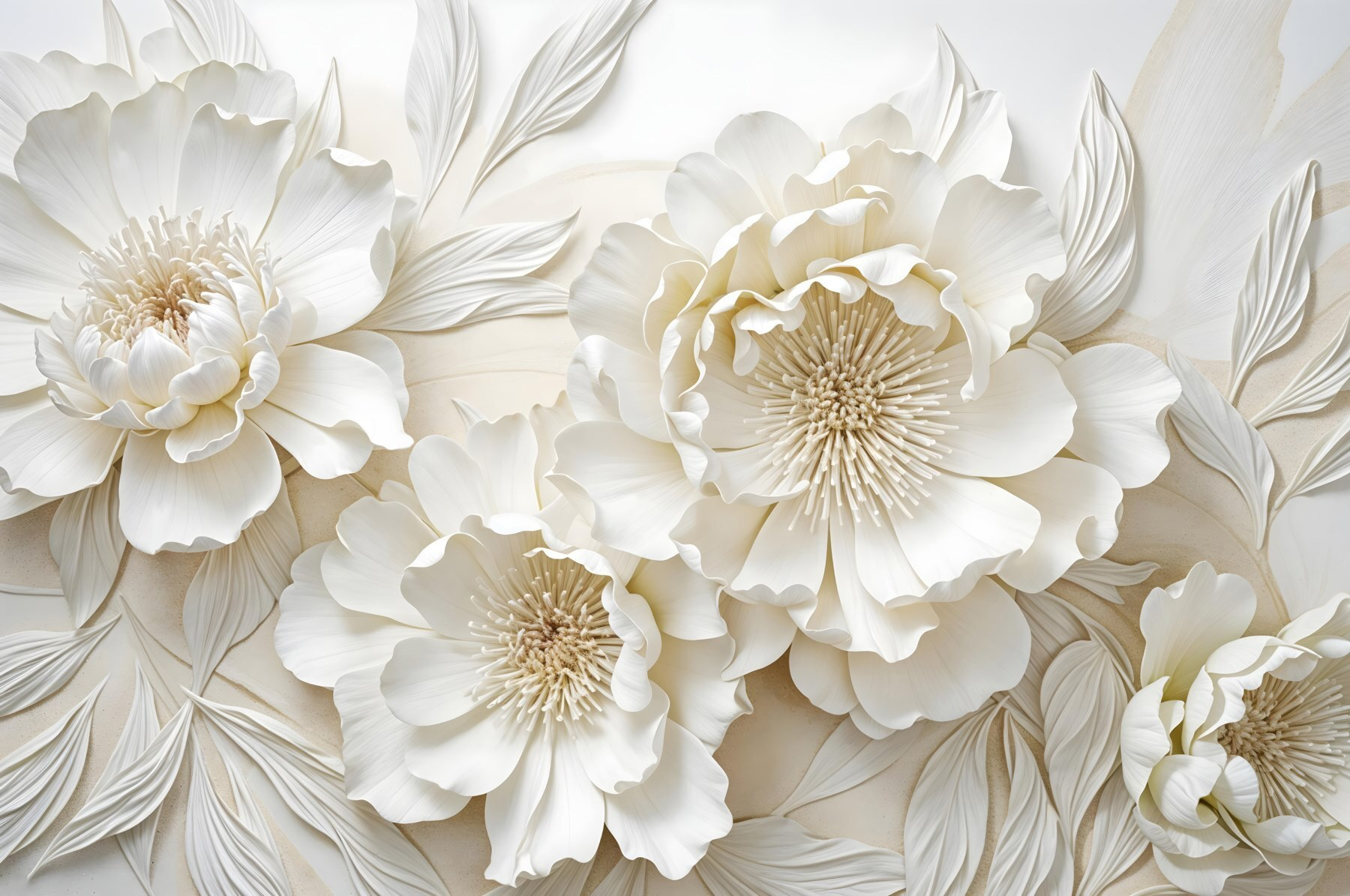 White flowers with leaves