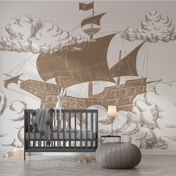 Desenul unei nave cu un steag pe ea Desenul unei nave cu un steag pe ea