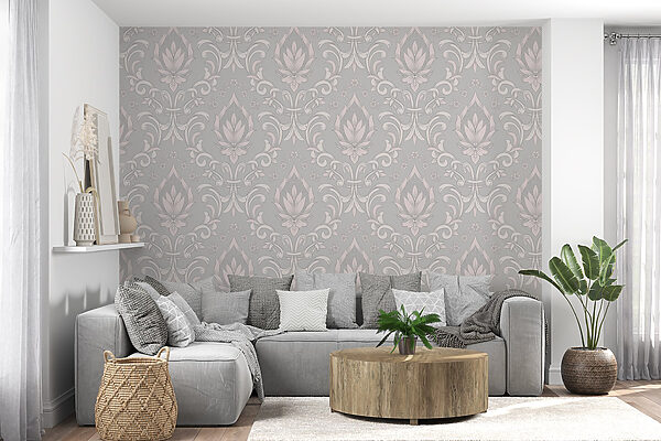 Wallpaper cu desene roz și alb Wallpaper cu desene roz și alb