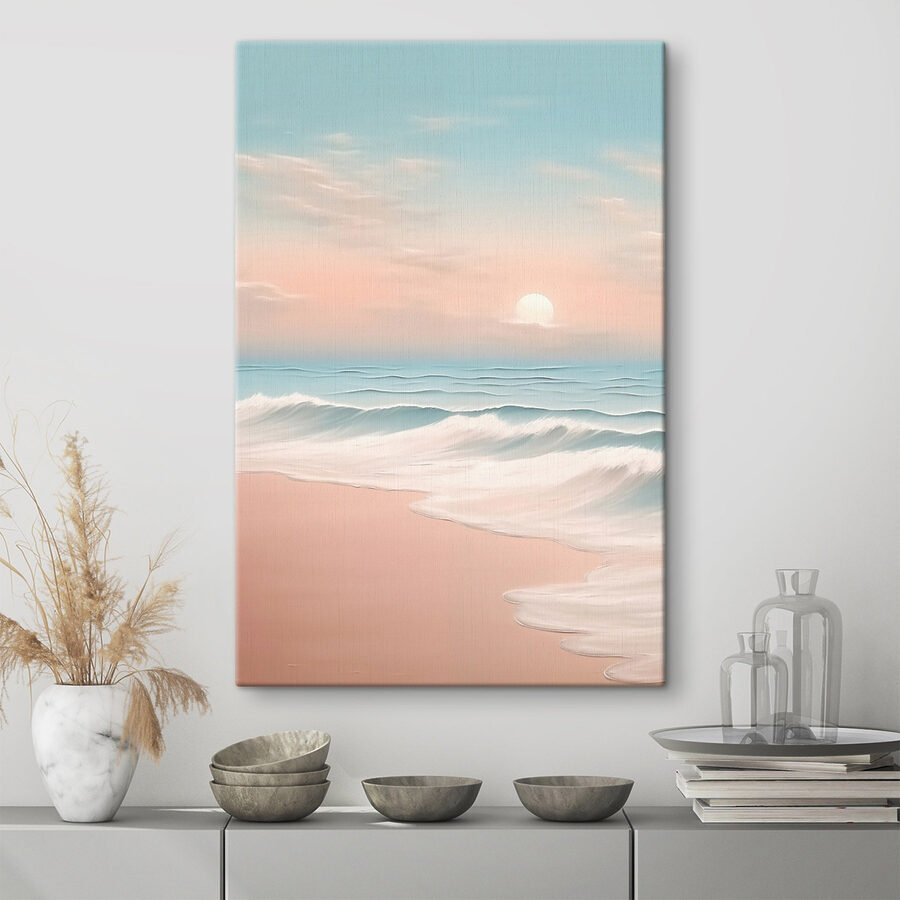 Beach with waves and a sunset Beach with waves and a sunset