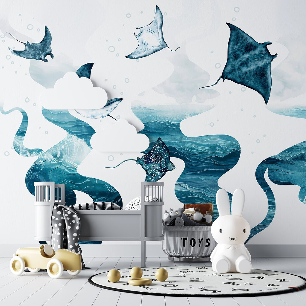 Group of stingrays in the water