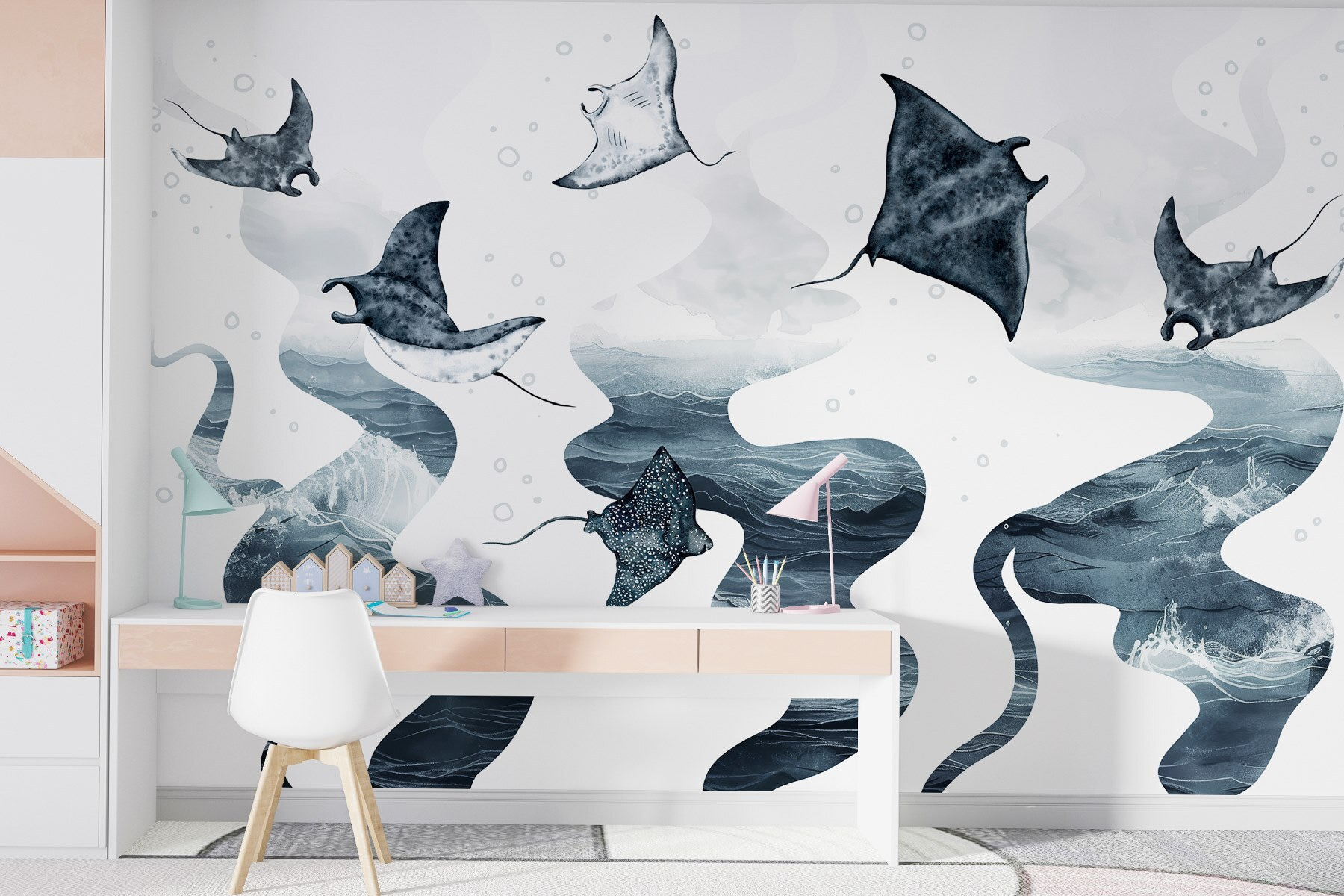 Group of stingrays in the water