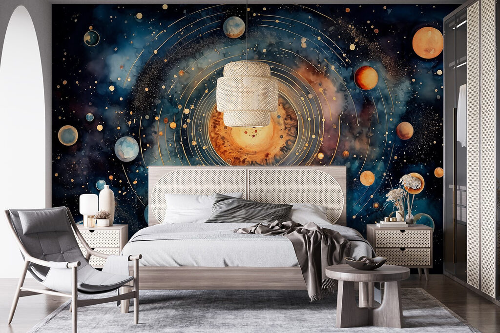 Painting of planets in space