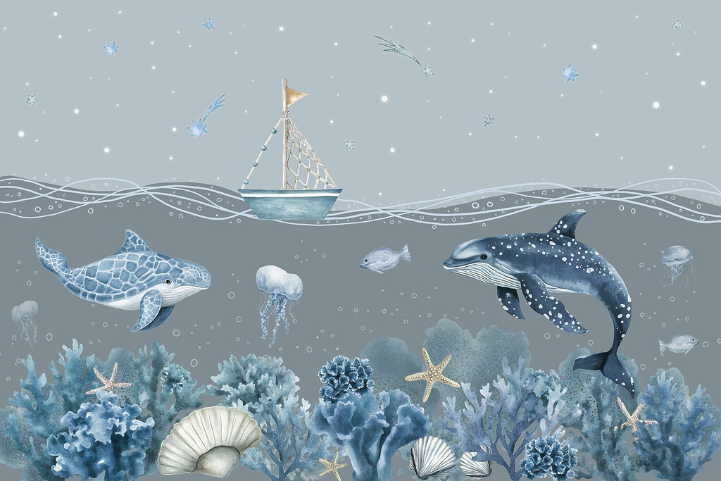 Viața de mare cu o barcă și pește Viața de mare cu o barcă și pește
