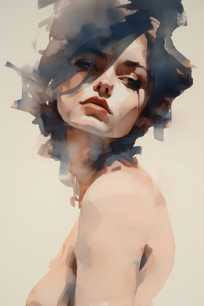 Woman with her hair blowing in the wind Woman with her hair blowing in the wind