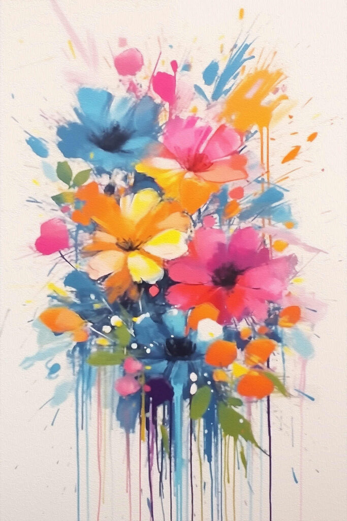 Painting of flowers on a white background
