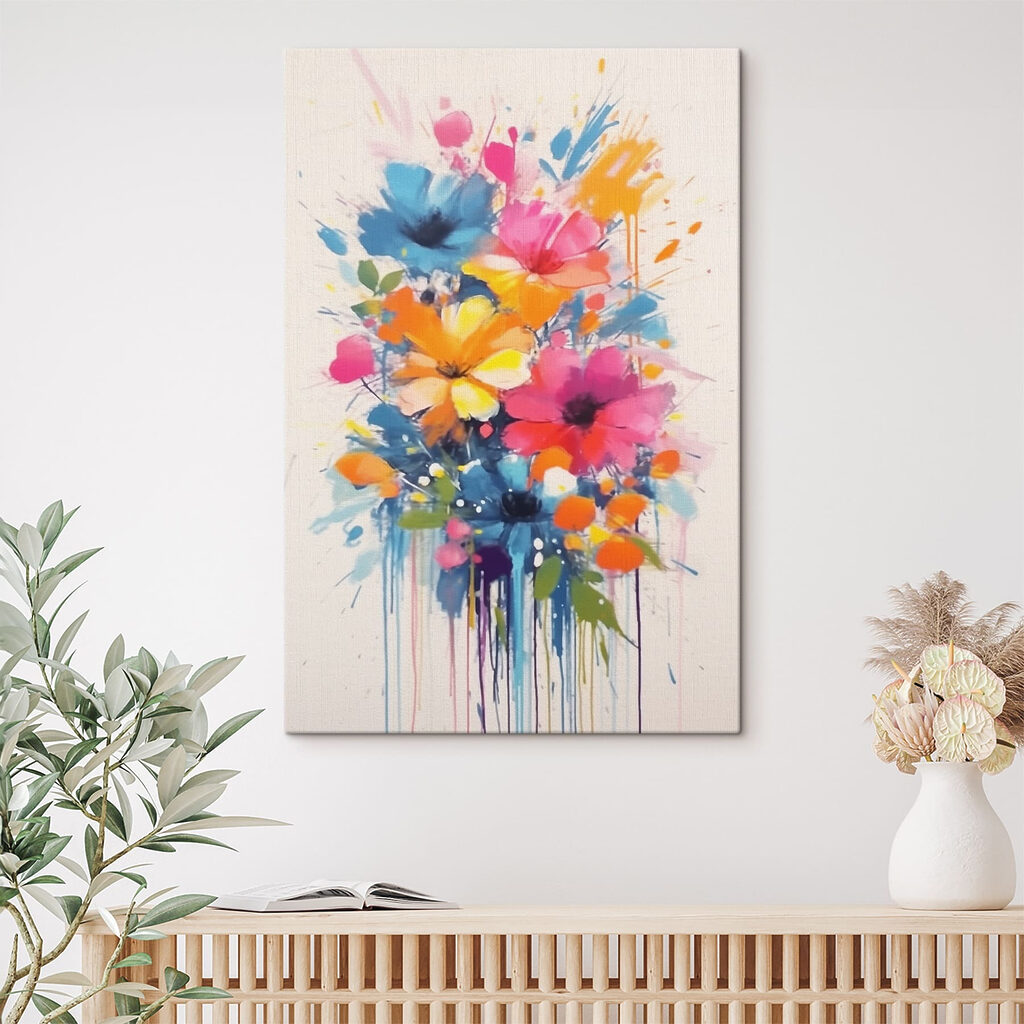 Painting of flowers on a white background