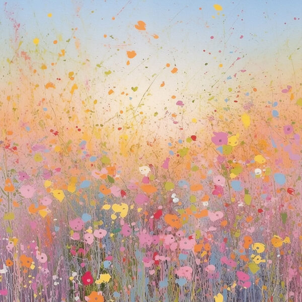 Painting of flowers in a field