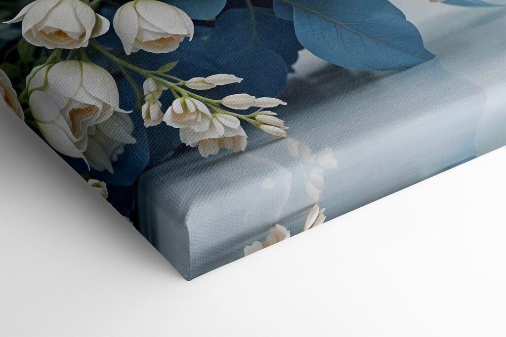Bouquet of white and blue flowers