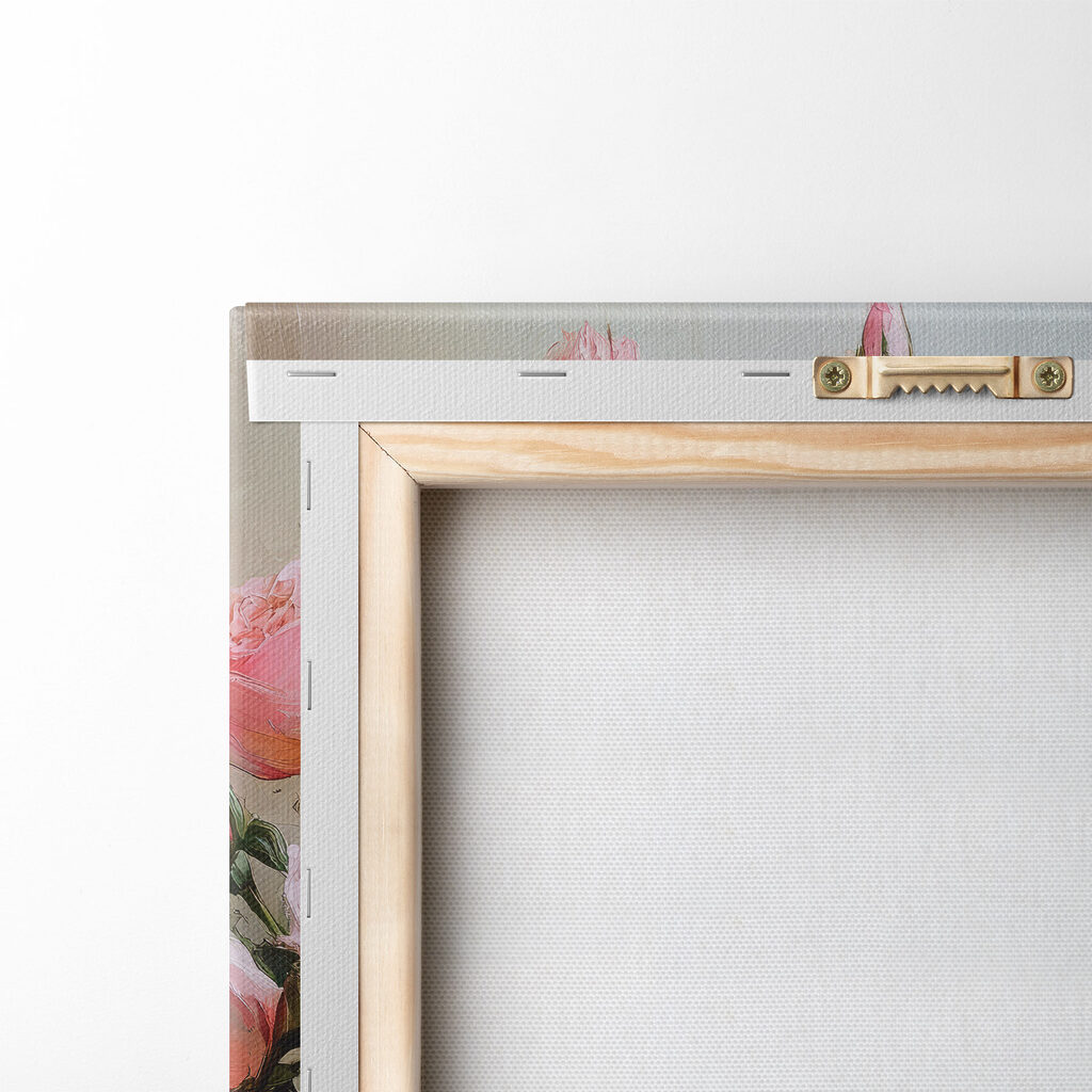 Painting of pink roses in a vase Painting of pink roses in a vase