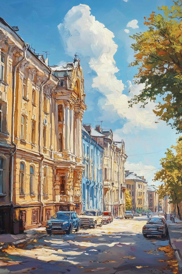 Stradă cu mașini parcate pe ea Stradă cu mașini parcate pe ea