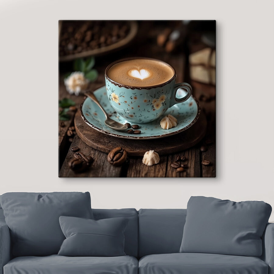 Ceașcă de cafea cu o spumă în formă de inimă în spumă Ceașcă de cafea cu o spumă în formă de inimă în spumă