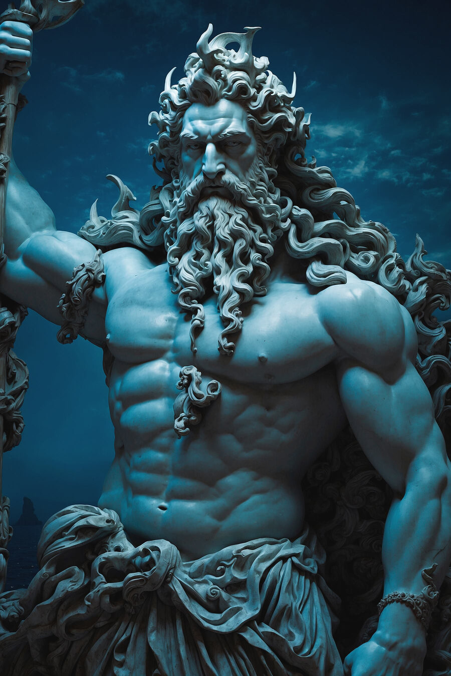 Statuia unui bărbat cu barbă lungă