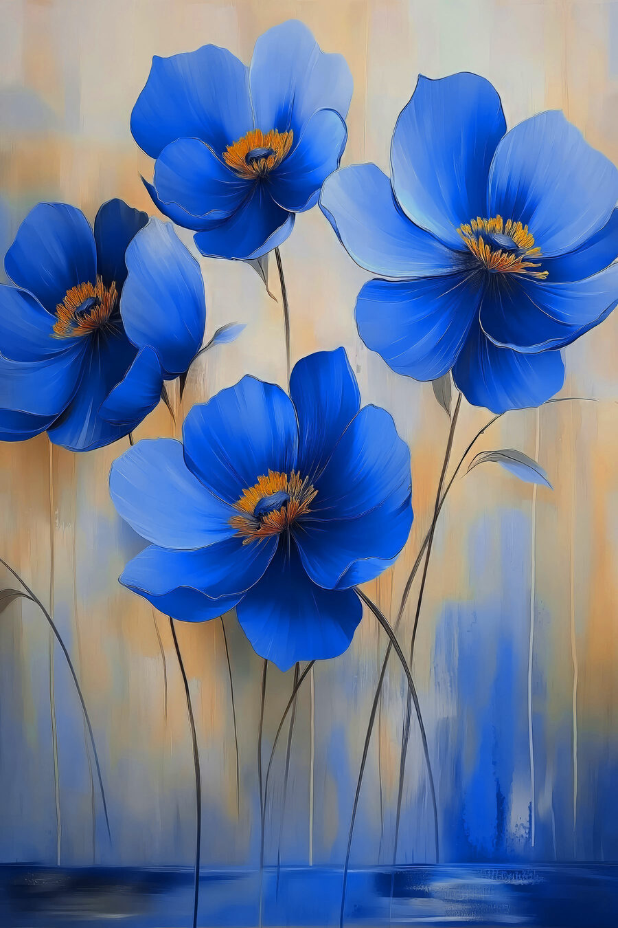 Pictura de flori albastre